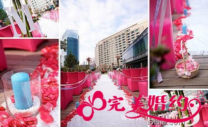 婚礼现场进场过道布置：粉色迷醉