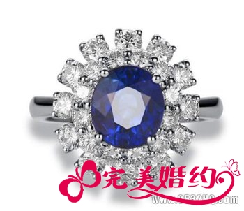 高贵蓝宝石结婚戒指 见证永恒的爱