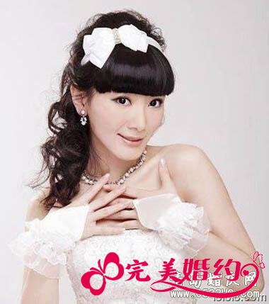 齐刘海新娘造型2